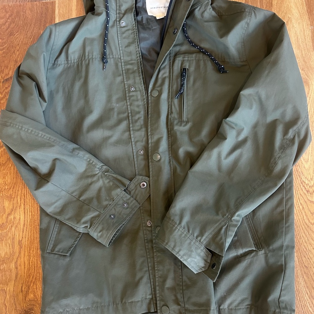 Aeropostale Olive Hooded Raincoat